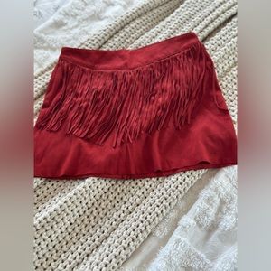 Rust suede skirt and other fringe